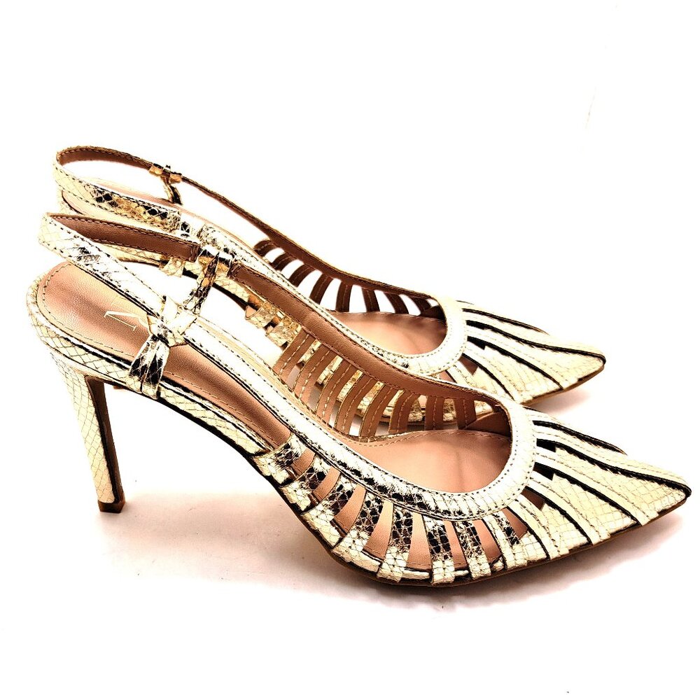 NY&C Madalene Metallic Sling Back Heels  - Size 10